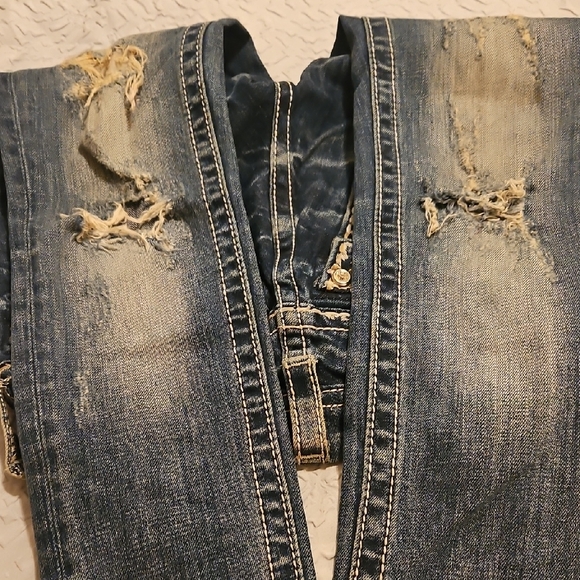 Miss Me Blue Skinny Jeans with Cream Lace - Picture 4 of 5